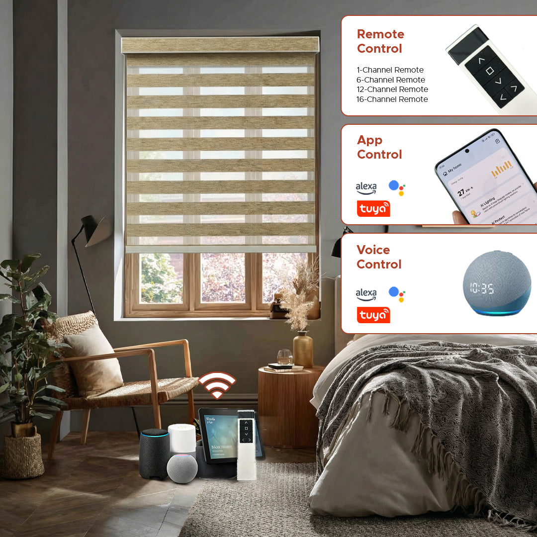 Smart Motorized Designer Shade - Striped | Semi-Blackout 5%