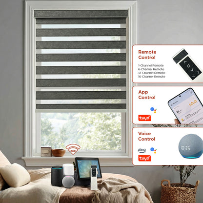Smart Motorized Zebra Shade - Titan | Semi-Blackout 5%