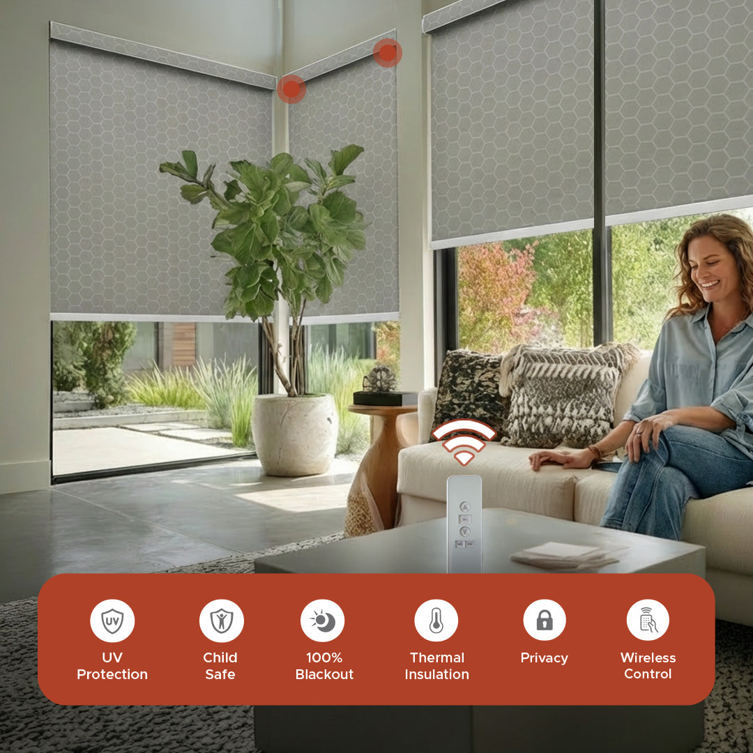 Smart Motorized Designer Shade - Honeycomb | Sunscreen 3%