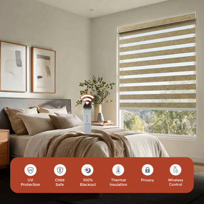 Smart Motorized Designer Shade - Striped | Semi-Blackout 5%