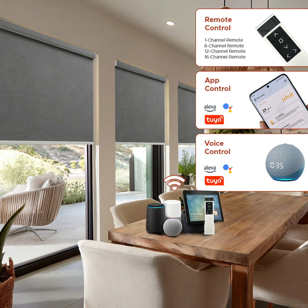 Smart Motorized Roller Shade - Slate | Semi-Blackout 5%