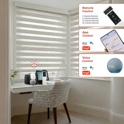 Smart Motorized Zebra Shade - Lume | Blackout 100%