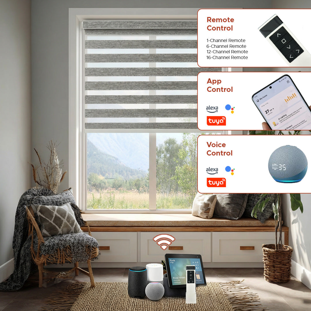 Smart Motorized Zebra Shade - Haven | Semi-Blackout 5%