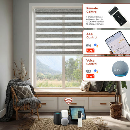 Smart Motorized Zebra Shade - Haven | Semi-Blackout 5%