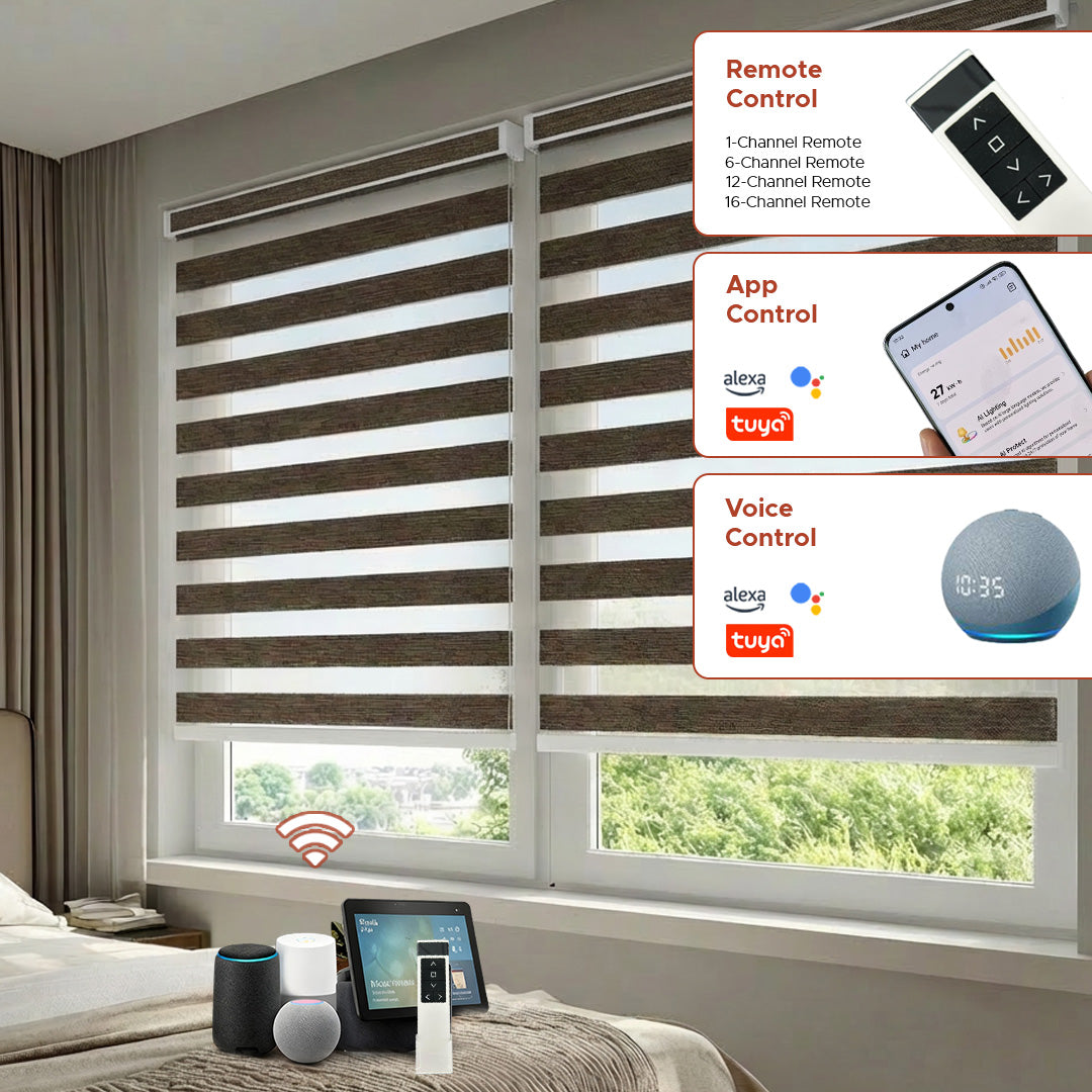 Smart Motorized Zebra Shade - Weave | Semi-Blackout 10%