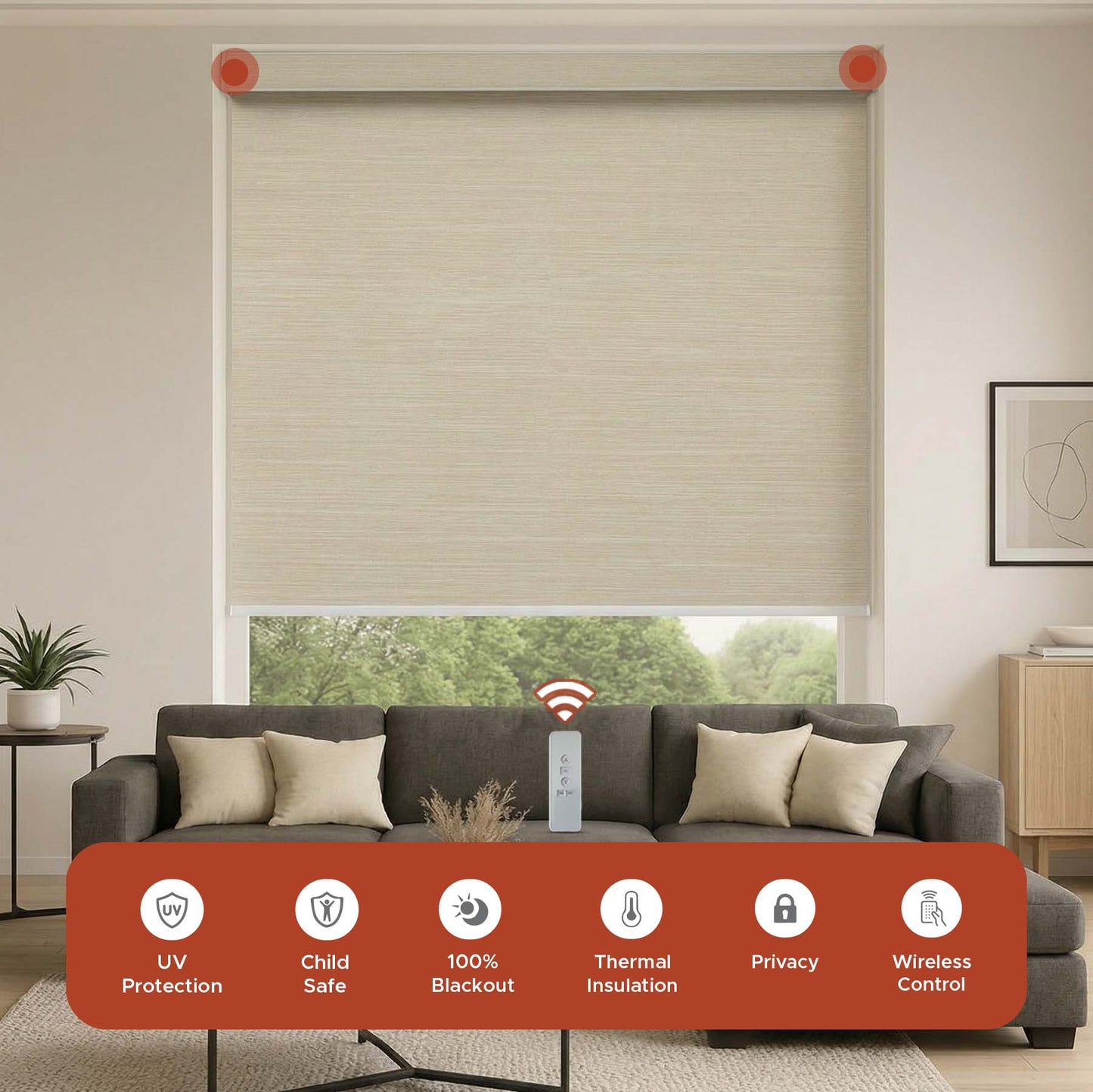 Smart Motorized Roller Shade - Brushed Metal | Semi-Blackout 5%