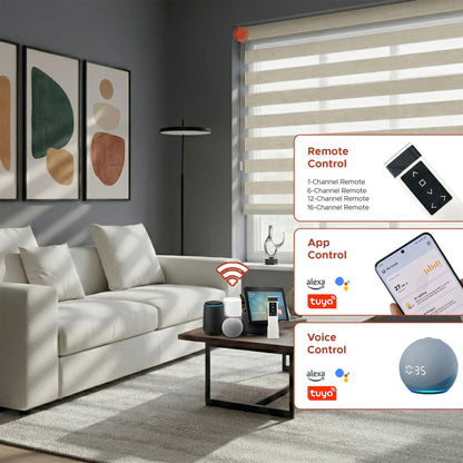 Smart Motorized Zebra Shade - Opus | Semi-Blackout 5%