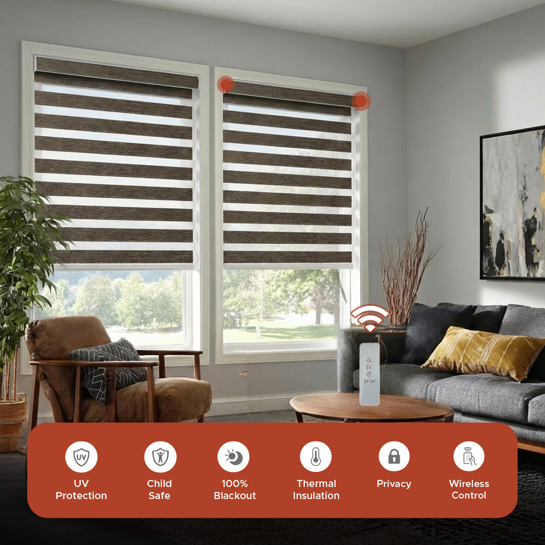 Smart Motorized Zebra Shade - Weave | Semi-Blackout 10%