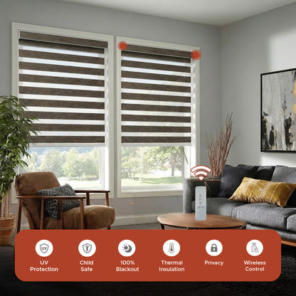 Smart Motorized Zebra Shade - Weave | Semi-Blackout 10%