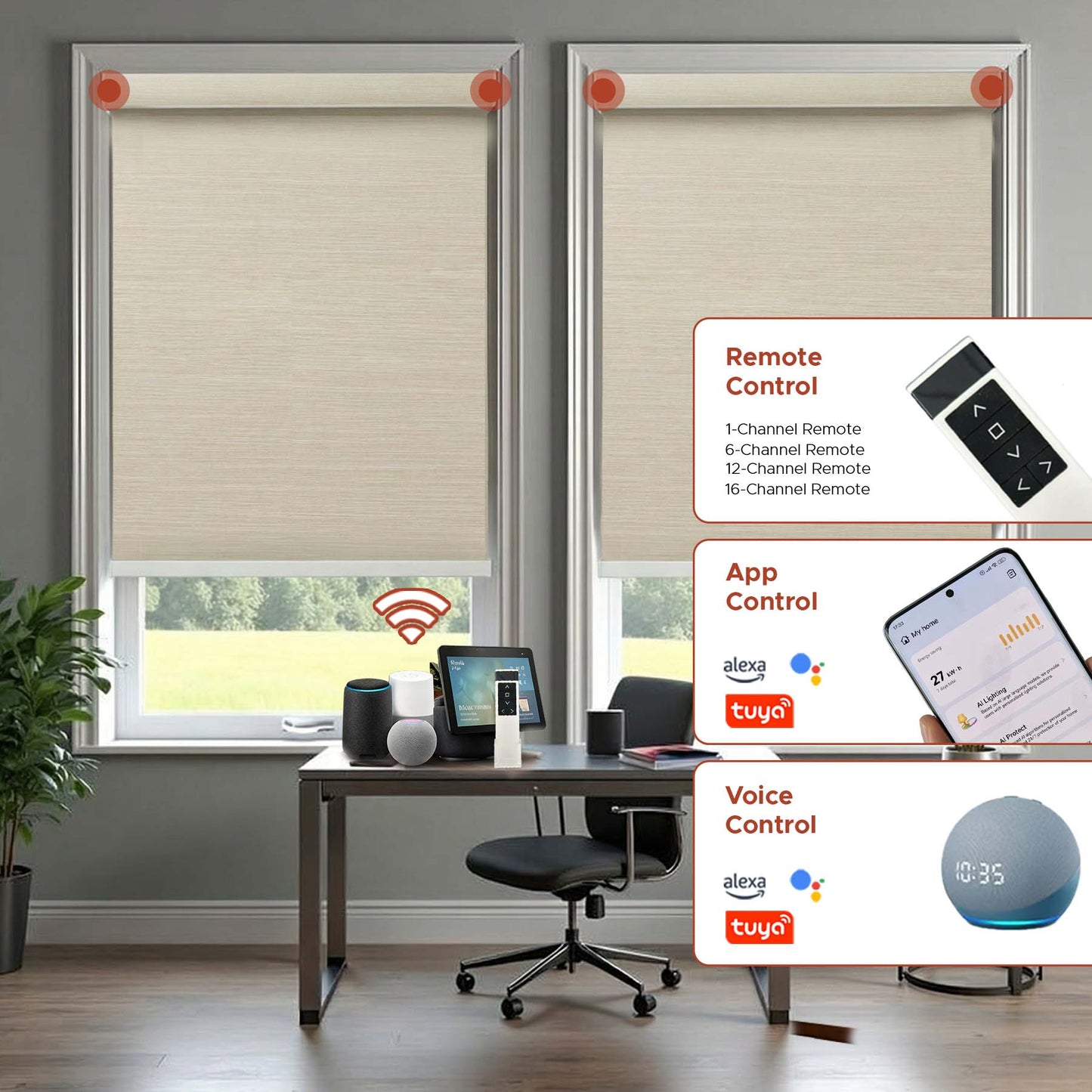 Smart Motorized Roller Shade - Brushed Metal | Semi-Blackout 5%