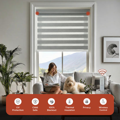 Smart Motorized Zebra Shade - Minicomb | Semi-Blackout 5%