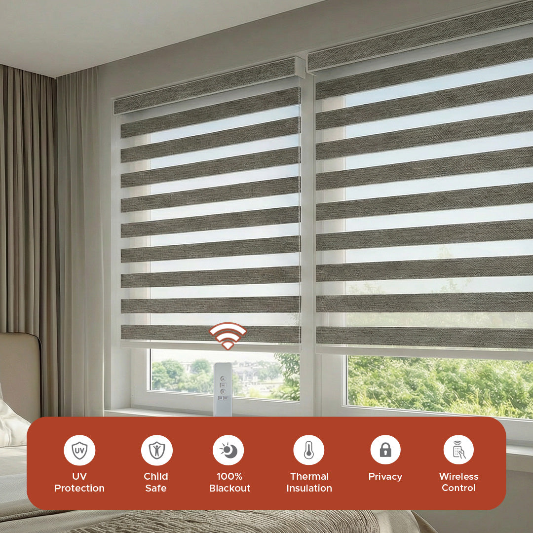 Smart Motorized Zebra Shade - Haven | Semi-Blackout 5%