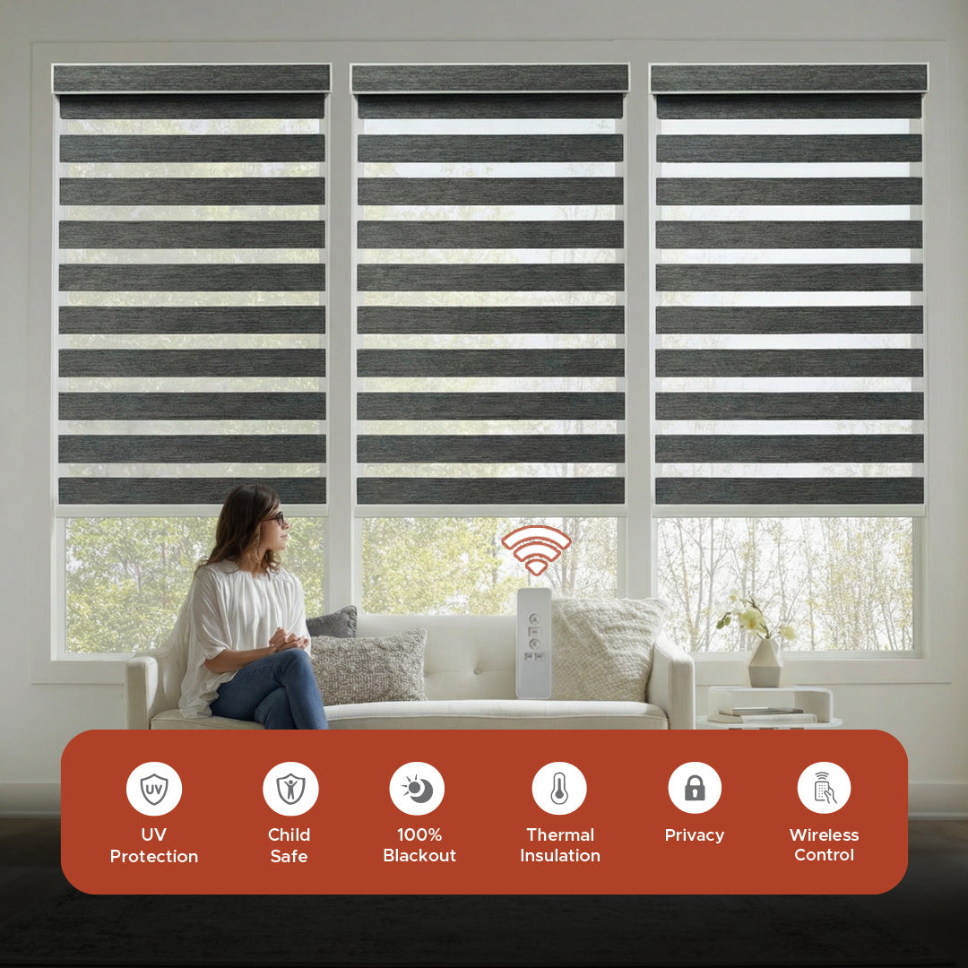 Smart Motorized Zebra Shade - Classic | Blackout 100%