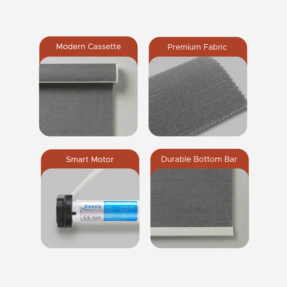 Smart Motorized Roller Shade - Slate | Semi-Blackout 5%