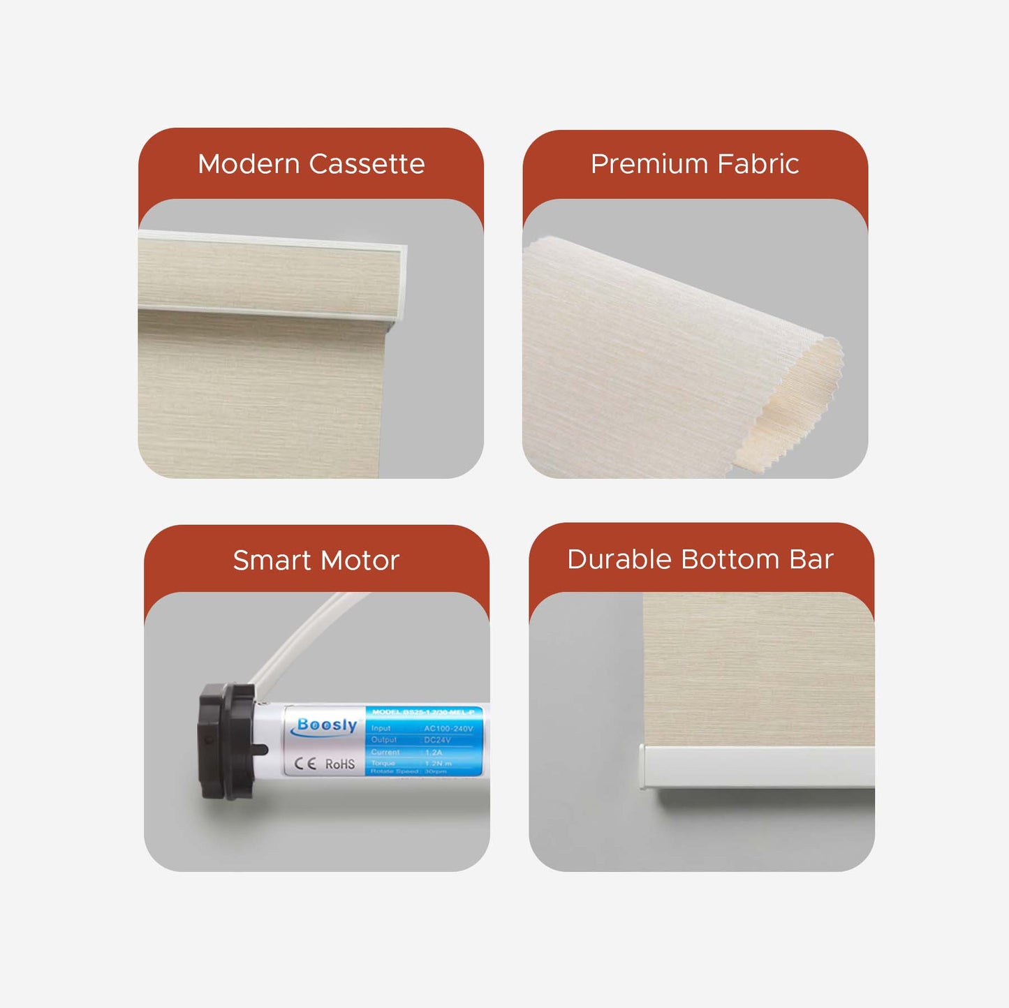 Smart Motorized Roller Shade - Brushed Metal | Semi-Blackout 5%
