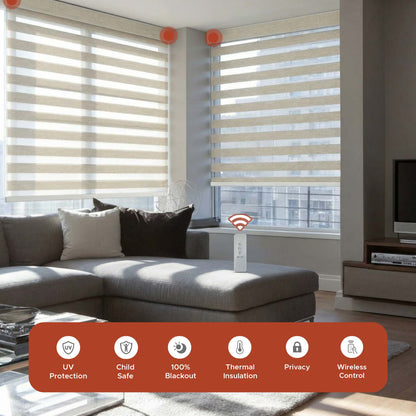 Smart Motorized Zebra Shade - Opus | Semi-Blackout 5%
