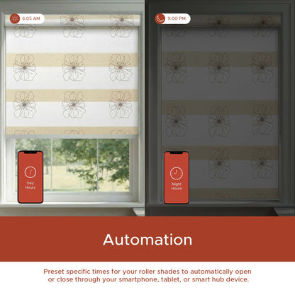 Smart Motorized Designer Shade - Botanical Print | Semi-Blackout 3%
