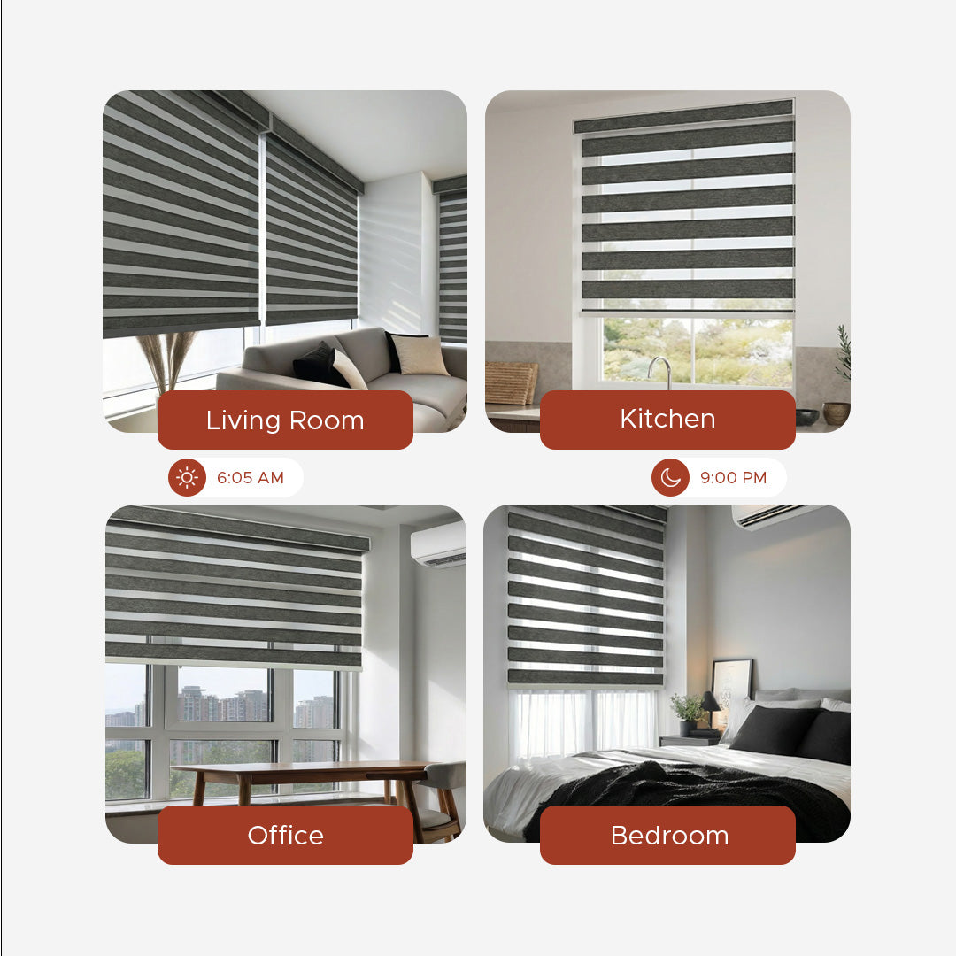 Smart Motorized Zebra Shade - Titan | Semi-Blackout 5%