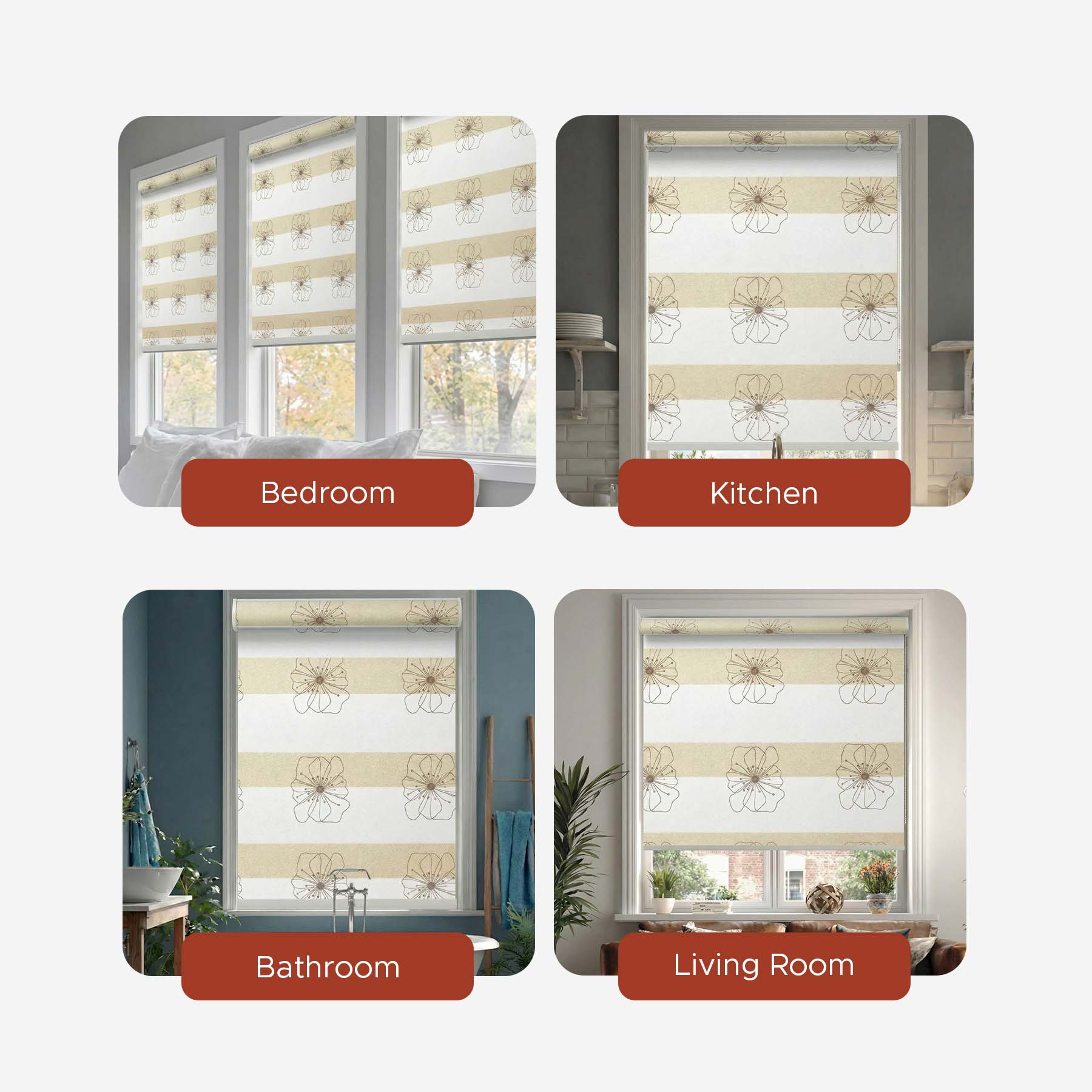 Smart Motorized Designer Shade - Botanical Print | Semi-Blackout 3%
