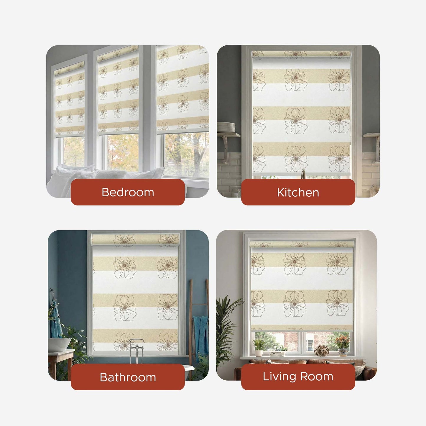 Smart Motorized Designer Shade - Botanical Print | Semi-Blackout 3%