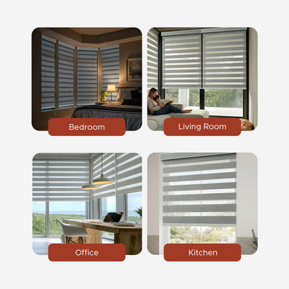 Smart Motorized Zebra Shade - Minicomb | Semi-Blackout 5%